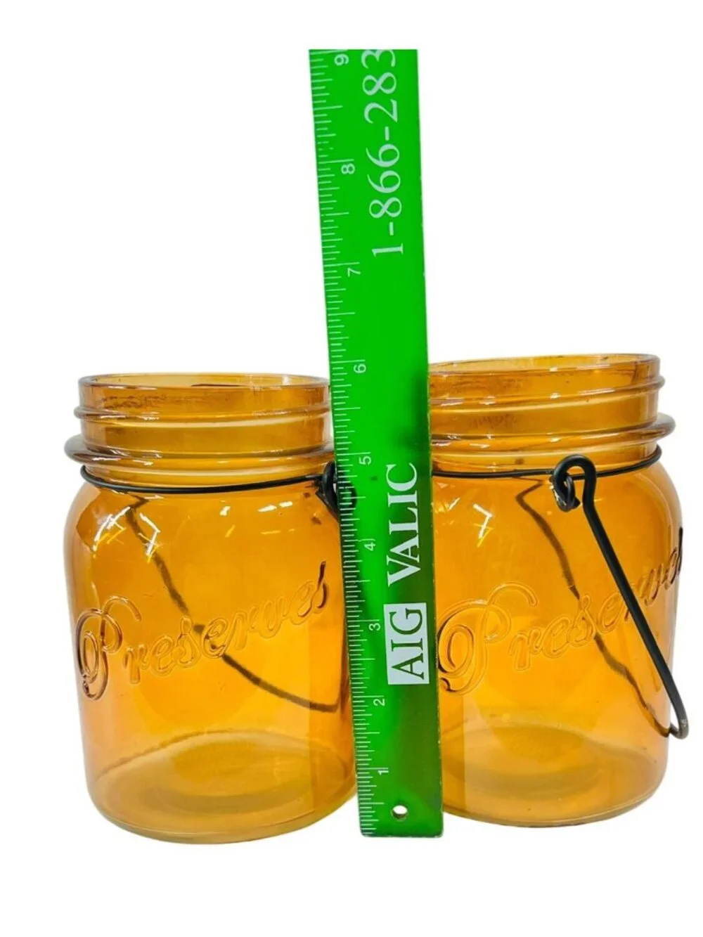 Set of 2 Amber Glass 